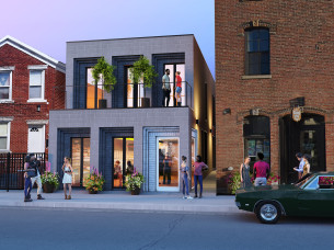 Commercial & residential mixed-use development at the Bagley-Trumbull Market campus in Detroit's Corktown neighborhood.